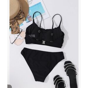 NEW Black Bikini Set Adjustable Spaghetti Strap Padded XL 16/18